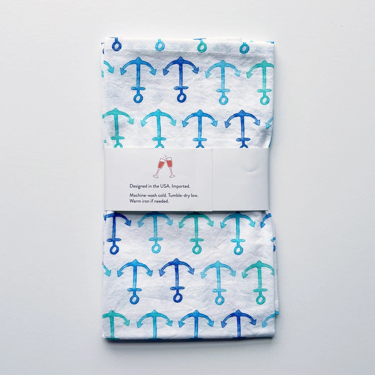 Dish Towel | Blue Anchors Kitchen Towel | Tea Towel