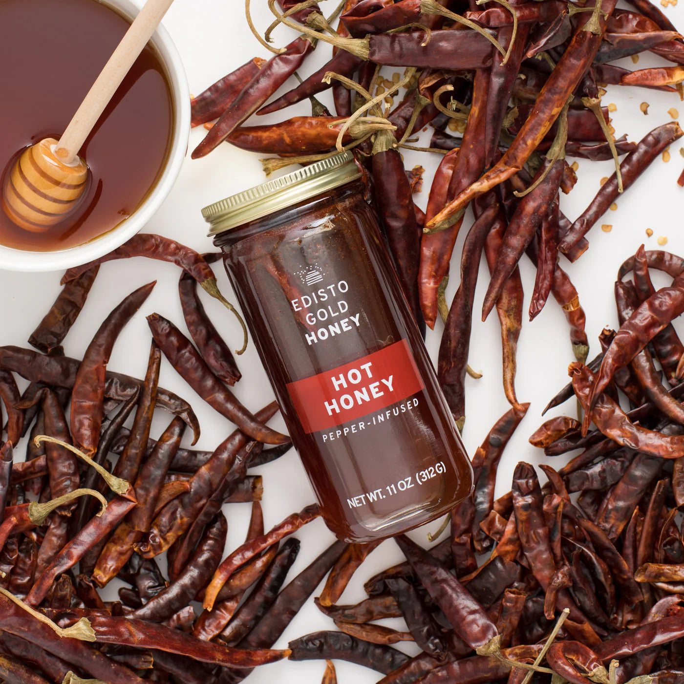 HOT (habanero pepper) Local Honey | 11 oz Jar of pure, raw, honey | Edisto Gold Honey