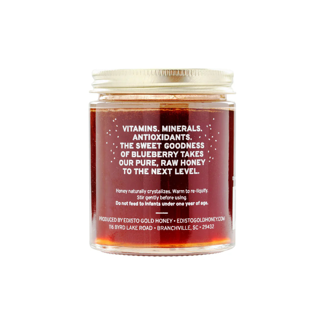 Blueberry Infused Local Honey | 8 oz Jar of pure, raw, honey | Edisto Gold Honey