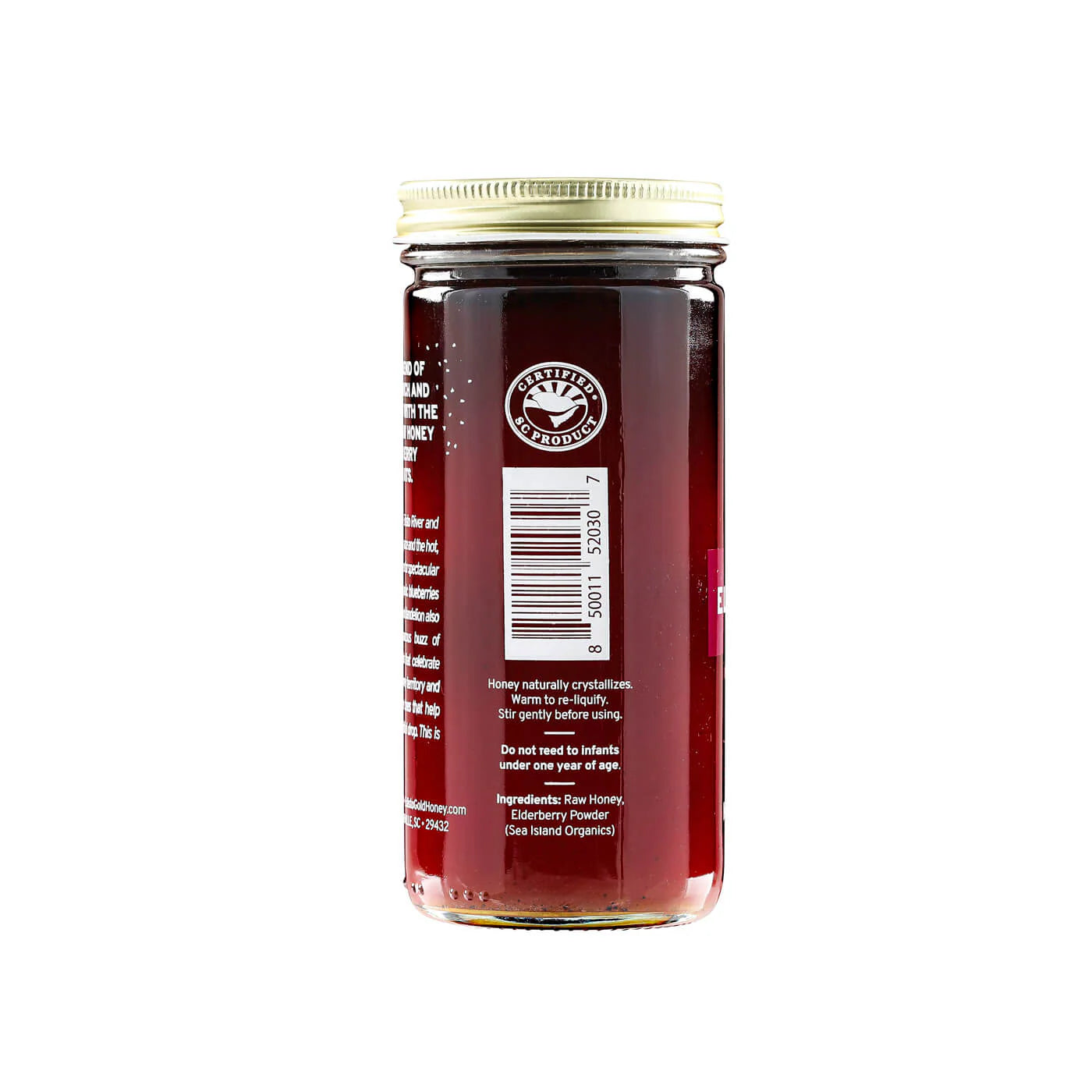 Elderberry Infused Local Honey | 11 oz Jar of pure, raw, honey | Edisto Gold Honey