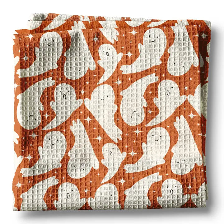 Ghost Smiles Halloween Fall Collage Dish Towel