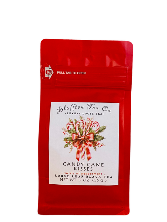 Bluffton Tea Co | Candy Cane Kisses - Holiday Blend | Loose Leaf Tea | 2 oz.