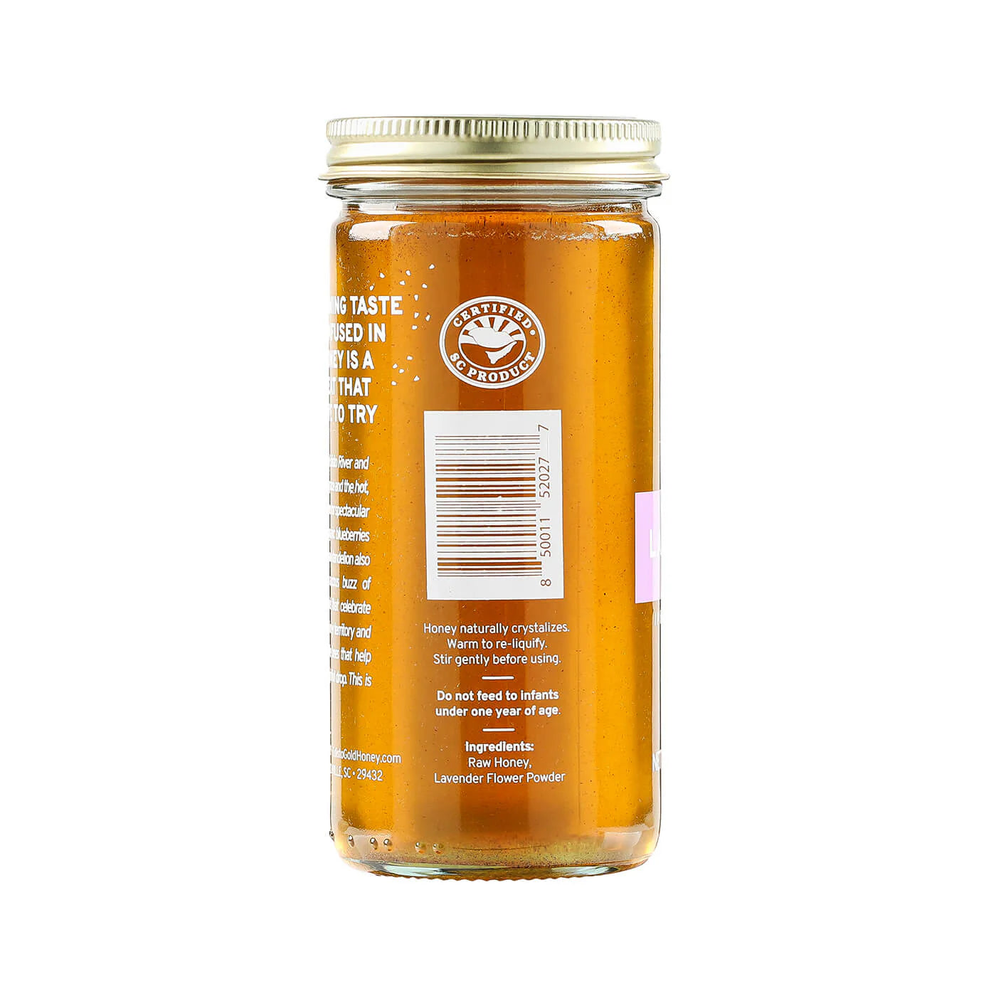 Lavender Infused Local Honey | 11 oz Jar of pure, raw, honey | Edisto Gold Honey