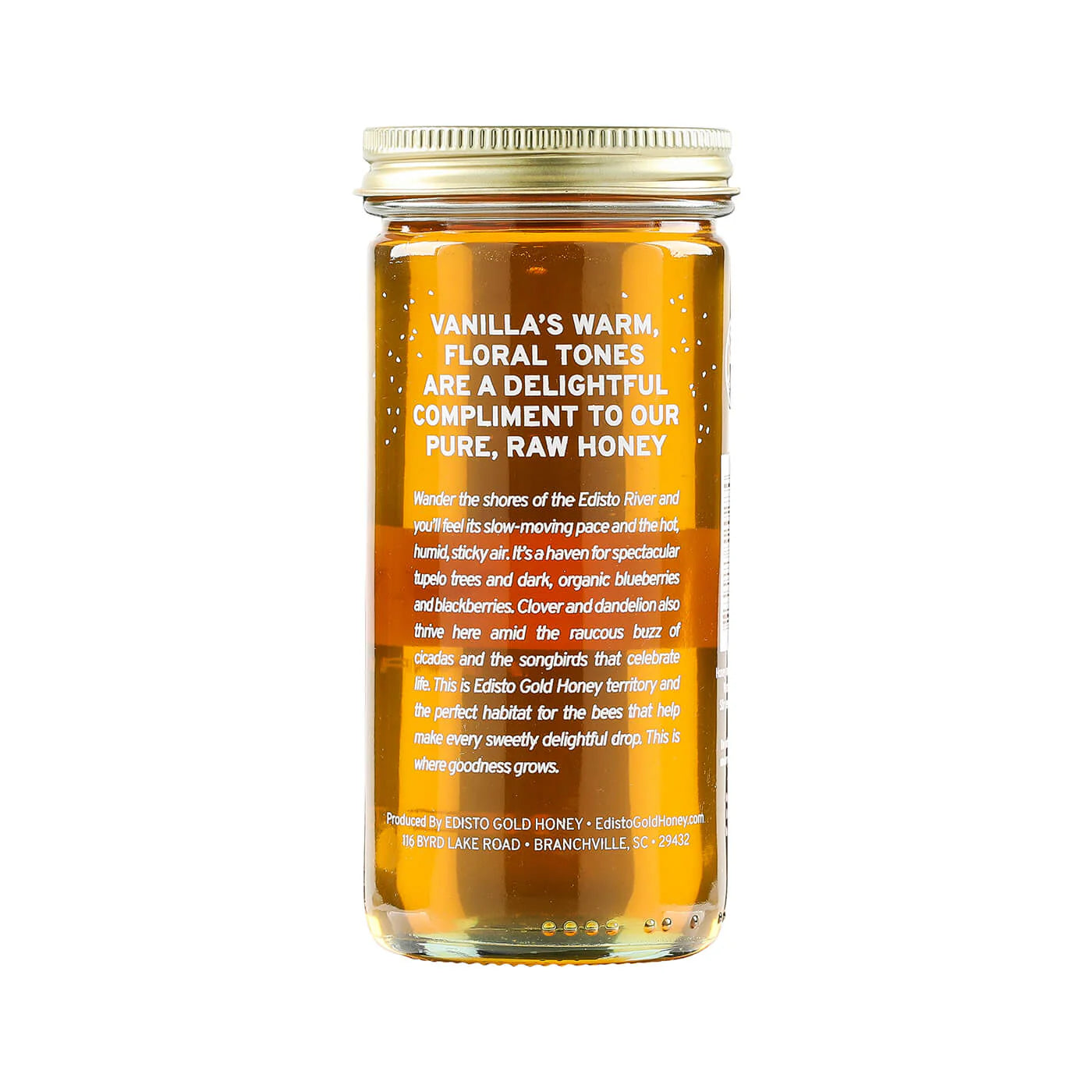 Vanilla Infused Local Honey | 11 oz Jar of pure, raw, honey | Edisto Gold Honey