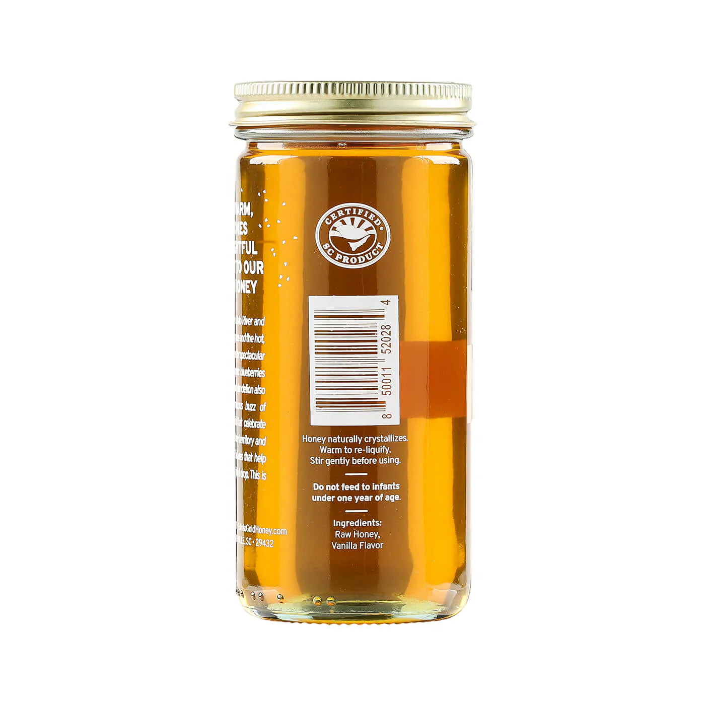 Vanilla Infused Local Honey | 11 oz Jar of pure, raw, honey | Edisto Gold Honey