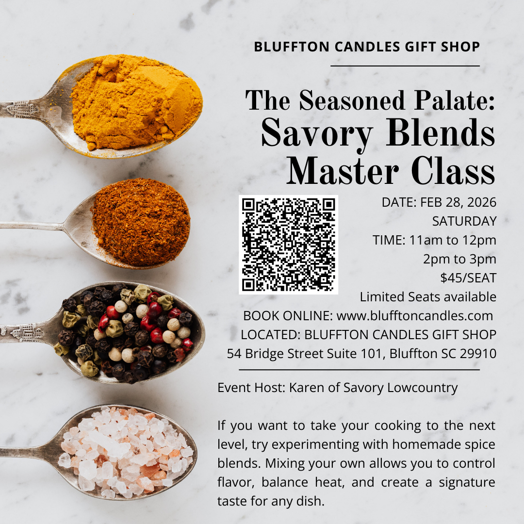 The Seasoned Palate : Savory Blends Master Class | Feb 28, 2026 | Saturday 11:00 am & 2:00pm | Event by Savory Lowcountry