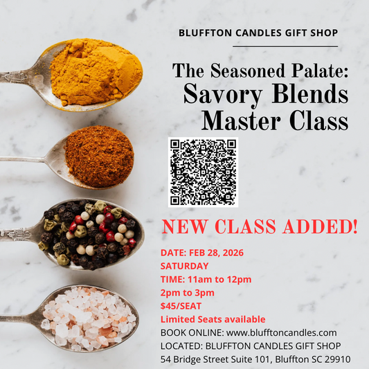 The Seasoned Palate : Savory Blends Master Class | Feb 28, 2026 | Saturday 11:00 am & 2:00pm | Event by Savory Lowcountry