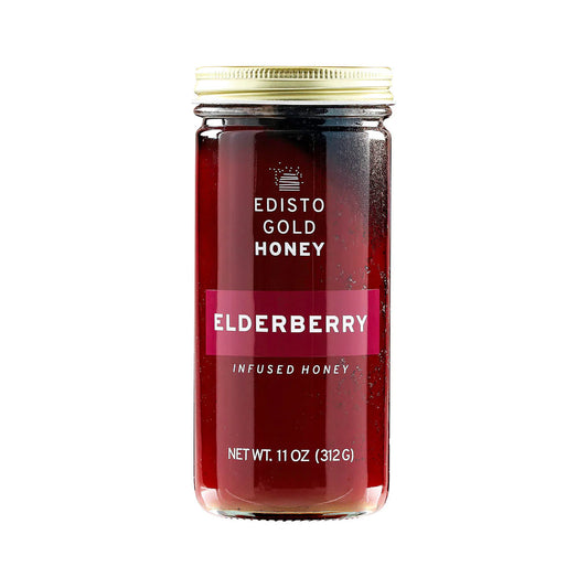 Elderberry Infused Local Honey | 11 oz Jar of pure, raw, honey | Edisto Gold Honey