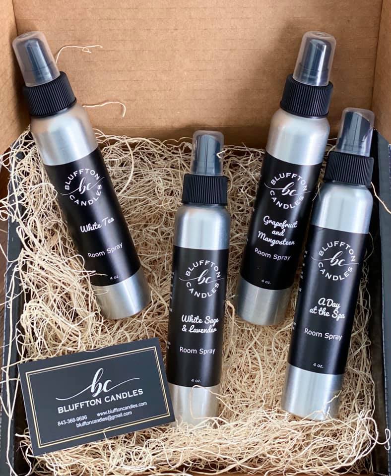 Gift Set Collection | Room Sprays 1 Room Spray 4 oz. | White Tea  1 Room Spray  4 oz. | White Sage & Lavender  1 Room Spray 4 oz. | Grapefruit & Mangosteen  1 Room Spray 4 oz. | A Day at the Spa -Bluffton Candles - The Bluffton Shop - Gift Shops