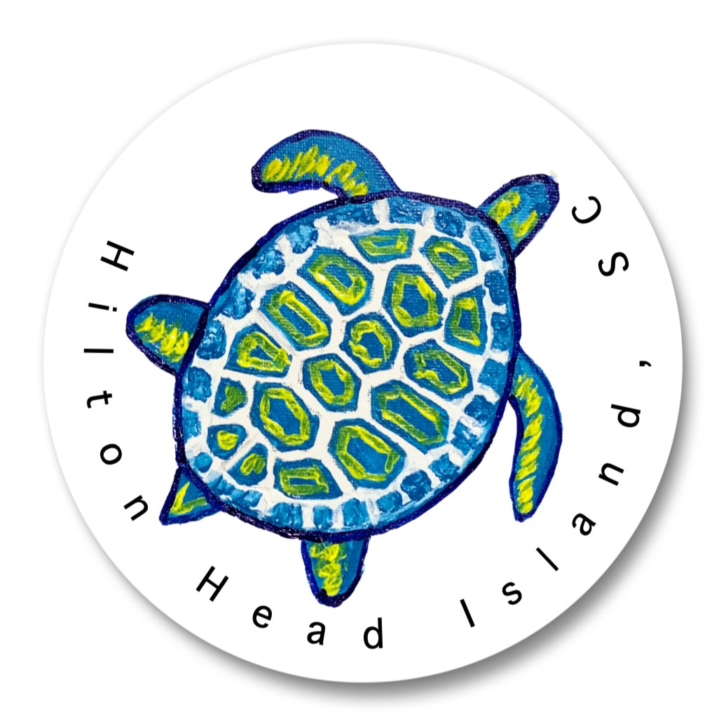 Souvenir Magnet | Hilton Head Island, SC | Sea Turtle | Round Magnet