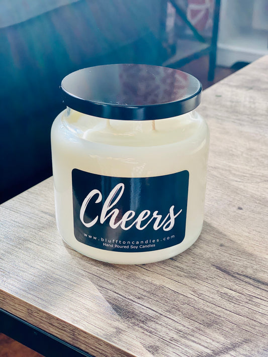 Cheers | 16 oz. | LIMITED EDITION spruce-amber-incense  LIMITED EDITION: 2 wick 16oz. Soy Candle   Bluffton Candles - The Bluffton Shop - Gift Shops
