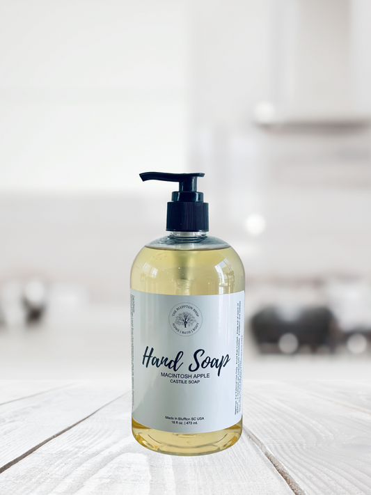 Our Castile Hand Soap is Non-toxic, Eco-Friendly, Phthalate-Free.  Castile Hand Soap | Macintosh Apple | The Bluffton Shop